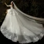 Illusion Champagne Transparentes La Mariée Robe De Mariée 2020 Robe Boule Encolure Dégagée 3/4 Manches Appliques En Dentelle Perlage Glitter Tulle Dos Nu Cathedral Train Volants