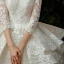 Illusion Champagne Transparentes La Mariée Robe De Mariée 2020 Robe Boule Encolure Dégagée 3/4 Manches Appliques En Dentelle Perlage Glitter Tulle Dos Nu Cathedral Train Volants
