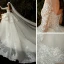 Illusion Champagne Transparentes La Mariée Robe De Mariée 2020 Robe Boule Encolure Dégagée 3/4 Manches Appliques En Dentelle Perlage Glitter Tulle Dos Nu Cathedral Train Volants
