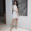 Sparkly Rose Gold Sequins Cocktail Dresses 2020 A-Line / Princess High Neck Sleeveless Beading Asymmetrical Formal Dresses