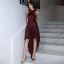 Sparkly Rose Gold Sequins Cocktail Dresses 2020 A-Line / Princess High Neck Sleeveless Beading Asymmetrical Formal Dresses