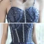 Élégant Bleu Marine Dansant Robe De Bal 2020 Princesse Bretelles Spaghetti Sans Manches Perlage Longue Volants Dos Nu Robe De Ceremonie