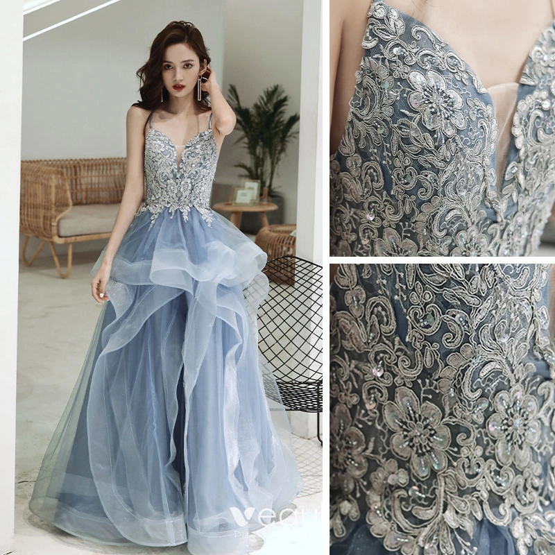 Robe de Bal Longue à Bretelles Spaghetti de Forme A-Line/Princess