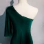 Erschwinglich Dunkelgrün Velour Abendkleider 2020 Meerjungfrau One-Shoulder 1/2 Ärmel Sweep / Pinsel Zug Rückenfreies Festliche Kleider