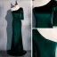 Erschwinglich Dunkelgrün Velour Abendkleider 2020 Meerjungfrau One-Shoulder 1/2 Ärmel Sweep / Pinsel Zug Rückenfreies Festliche Kleider