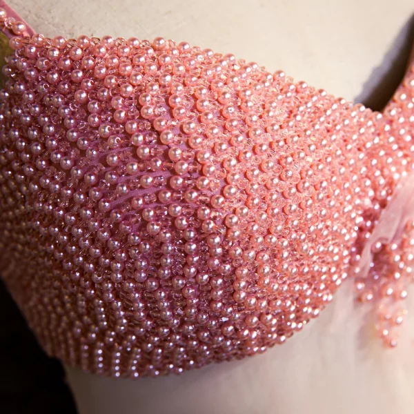 Sexy Rose Bonbon Transparentes Robe De Soirée 2020 Trompette / Sirène Bretelles Spaghetti Sans Manches Appliques Fleur Perlage Perle Faux Diamant Longue Dos Nu Robe De Ceremonie
