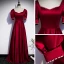 Modest / Simple Burgundy Satin Dancing Prom Dresses 2020 A-Line / Princess Square Neckline Puffy Short Sleeve Floor-Length / Long Pearl Ruffle Backless Formal Dresses