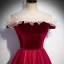 Chic / Beautiful Burgundy Dancing Prom Dresses 2020 A-Line / Princess Off-The-Shoulder Short Sleeve Spotted Tulle Floor-Length / Long Ruffle Formal Dresses