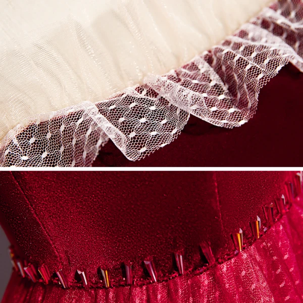 Chic / Beautiful Burgundy Dancing Prom Dresses 2020 A-Line / Princess Off-The-Shoulder Short Sleeve Spotted Tulle Floor-Length / Long Ruffle Formal Dresses