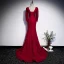 Vintage / Originale Rouge Dentelle Transparentes Robe De Soirée 2020 Trompette / Sirène Encolure Dégagée Gonflée Manches Longues Ceinture Longue Dos Nu Robe De Ceremonie