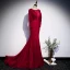 Vintage / Originale Rouge Dentelle Transparentes Robe De Soirée 2020 Trompette / Sirène Encolure Dégagée Gonflée Manches Longues Ceinture Longue Dos Nu Robe De Ceremonie
