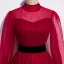 Vintage / Originale Rouge Dansant Robe De Bal 2020 Princesse Transparentes Col Haut Gonflée Manches Longues Perlage Ceinture Longue Volants Dos Nu Robe De Ceremonie