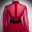 Vintage / Originale Rouge Dansant Robe De Bal 2020 Princesse Transparentes Col Haut Gonflée Manches Longues Perlage Ceinture Longue Volants Dos Nu Robe De Ceremonie