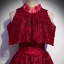 Chic / Beautiful Burgundy Evening Dresses  2020 A-Line / Princess High Neck Sleeveless Beading Glitter Polyester Floor-Length / Long Ruffle Formal Dresses