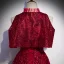 Chic / Beautiful Burgundy Evening Dresses  2020 A-Line / Princess High Neck Sleeveless Beading Glitter Polyester Floor-Length / Long Ruffle Formal Dresses