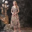 Flower Fairy Champagne Homecoming Graduation Dresses 2020 A-Line / Princess V-Neck Short Sleeve Flower Embroidered Tea-length Ruffle Backless Formal Dresses