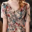Flower Fairy Champagne Homecoming Graduation Dresses 2020 A-Line / Princess V-Neck Short Sleeve Flower Embroidered Tea-length Ruffle Backless Formal Dresses