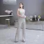 Sparkly Sølv Paljetter Jumpsuit  2020 V-Hals Uten Ermer Lange Ryggløse Formelle Kjoler