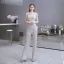 Sparkly Sølv Paljetter Jumpsuit  2020 V-Hals Uten Ermer Lange Ryggløse Formelle Kjoler