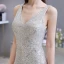 Sparkly Sølv Paljetter Jumpsuit  2020 V-Hals Uten Ermer Lange Ryggløse Formelle Kjoler