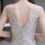 Sparkly Sølv Paljetter Jumpsuit  2020 V-Hals Uten Ermer Lange Ryggløse Formelle Kjoler