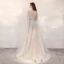 Luxury / Gorgeous Champagne See-through Evening Dresses  2020 A-Line / Princess Scoop Neck Sleeveless Sequins Beading Rhinestone Sweep Train Formal Dresses