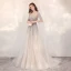 Luxury / Gorgeous Champagne See-through Evening Dresses  2020 A-Line / Princess Scoop Neck Sleeveless Sequins Beading Rhinestone Sweep Train Formal Dresses