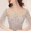 Luxury / Gorgeous Champagne See-through Evening Dresses  2020 A-Line / Princess Scoop Neck Sleeveless Sequins Beading Rhinestone Sweep Train Formal Dresses
