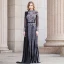 Luxe Noire Transparentes Robe De Soirée 2020 Gaine / Ajustement Col Haut Manches Longues Faux Diamant Perlage Longue Volants Robe De Ceremonie