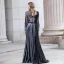 Luxe Noire Transparentes Robe De Soirée 2020 Gaine / Ajustement Col Haut Manches Longues Faux Diamant Perlage Longue Volants Robe De Ceremonie
