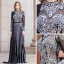 Luxe Noire Transparentes Robe De Soirée 2020 Gaine / Ajustement Col Haut Manches Longues Faux Diamant Perlage Longue Volants Robe De Ceremonie