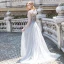 Luxe Gris Transparentes Robe De Soirée 2020 Princesse Col v profond Manches Longues Faux Diamant Perlage Longue Volants Robe De Ceremonie