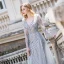 Luxe Gris Transparentes Robe De Soirée 2020 Princesse Col v profond Manches Longues Faux Diamant Perlage Longue Volants Robe De Ceremonie