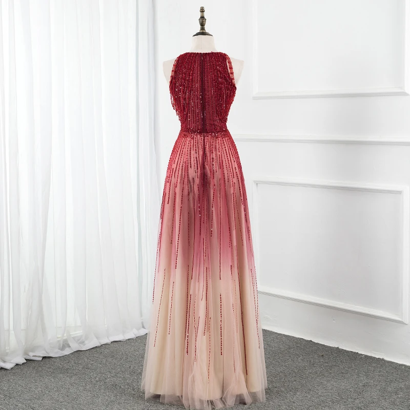 Luxury Gorgeous Burgundy Gradient-Color Champagne Red Carpet Evening Dresses 2020 Scoop