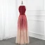 Luxury / Gorgeous Burgundy Gradient-Color Champagne Red Carpet Evening Dresses  2020 A-Line / Princess Scoop Neck Sleeveless Beading Sequins Floor-Length / Long Ruffle Formal Dresses
