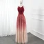 Luxury / Gorgeous Burgundy Gradient-Color Champagne Red Carpet Evening Dresses  2020 A-Line / Princess Scoop Neck Sleeveless Beading Sequins Floor-Length / Long Ruffle Formal Dresses