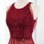 Luxury / Gorgeous Burgundy Gradient-Color Champagne Red Carpet Evening Dresses  2020 A-Line / Princess Scoop Neck Sleeveless Beading Sequins Floor-Length / Long Ruffle Formal Dresses