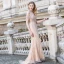 Haut de Gamme Champagne Transparentes Tapis rouge Robe De Soirée 2020 Trompette / Sirène Col v profond Sans Manches Perlage Faux Diamant Train De Balayage Volants Dos Nu Robe De Ceremonie
