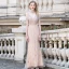 Haut de Gamme Champagne Transparentes Tapis rouge Robe De Soirée 2020 Trompette / Sirène Col v profond Sans Manches Perlage Faux Diamant Train De Balayage Volants Dos Nu Robe De Ceremonie