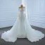Luxe Blanche Transparentes La Mariée Robe De Mariée 2020 Trompette / Sirène Encolure Carrée Manches Longues Dos Nu Fait main Perlage Perle Tribunal Train Volants