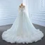 Luxe Blanche Transparentes La Mariée Robe De Mariée 2020 Trompette / Sirène Encolure Carrée Manches Longues Dos Nu Fait main Perlage Perle Tribunal Train Volants