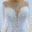 Luxe Blanche Transparentes La Mariée Robe De Mariée 2020 Trompette / Sirène Encolure Carrée Manches Longues Dos Nu Fait main Perlage Perle Tribunal Train Volants