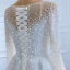 Luxe Blanche Transparentes La Mariée Robe De Mariée 2020 Trompette / Sirène Encolure Carrée Manches Longues Dos Nu Fait main Perlage Perle Tribunal Train Volants