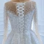 Luxe Blanche Transparentes La Mariée Robe De Mariée 2020 Trompette / Sirène Encolure Carrée Manches Longues Dos Nu Fait main Perlage Perle Tribunal Train Volants