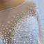 Luxe Blanche Transparentes La Mariée Robe De Mariée 2020 Trompette / Sirène Encolure Carrée Manches Longues Dos Nu Fait main Perlage Perle Tribunal Train Volants