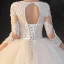 Illusion Champagne La Mariée Robe De Mariée 2020 Robe Boule Transparentes Col v profond Manches Longues Dos Nu Appliques En Dentelle Perlage Noeud Ceinture Glitter Tulle Cathedral Train Volants