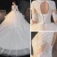 Illusion Champagne La Mariée Robe De Mariée 2020 Robe Boule Transparentes Col v profond Manches Longues Dos Nu Appliques En Dentelle Perlage Noeud Ceinture Glitter Tulle Cathedral Train Volants