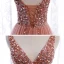 Elegante Pearl Rosa Ballkleider 2020 A Linie Tiefer V-Ausschnitt Ärmellos Pailletten Perlenstickerei Gespaltete Front Sweep / Pinsel Zug Rüschen Rückenfreies Festliche Kleider