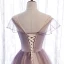 Chic / Belle Violet Dégradé De Couleur Champagne Transparentes Robe De Bal 2020 Princesse Encolure Dégagée Manches Courtes Perlage Paillettes Glitter Tulle Longue Volants Dos Nu Robe De Ceremonie