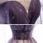 Chic / Belle Violet Dégradé De Couleur Champagne Transparentes Robe De Bal 2020 Princesse Encolure Dégagée Manches Courtes Perlage Paillettes Glitter Tulle Longue Volants Dos Nu Robe De Ceremonie